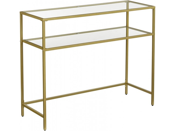 Konsola z półką złota ze szklanym blatem Metal Szkło Stal nierdzewna Szerokość 100 cm Głębokość 35 cm Pomieszczenie Salon Wysokość 80 cm Styl Nowoczesny