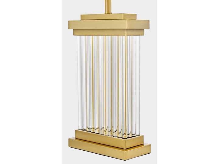 LAMPA NOCNA GLAMOUR BIAŁO-MOSIĘŻNA DAVOS Lampa z abażurem Mosiądz Tkanina Lampa z kloszem Wysokość 67 cm Metal Szkło Kategoria Lampy stołowe