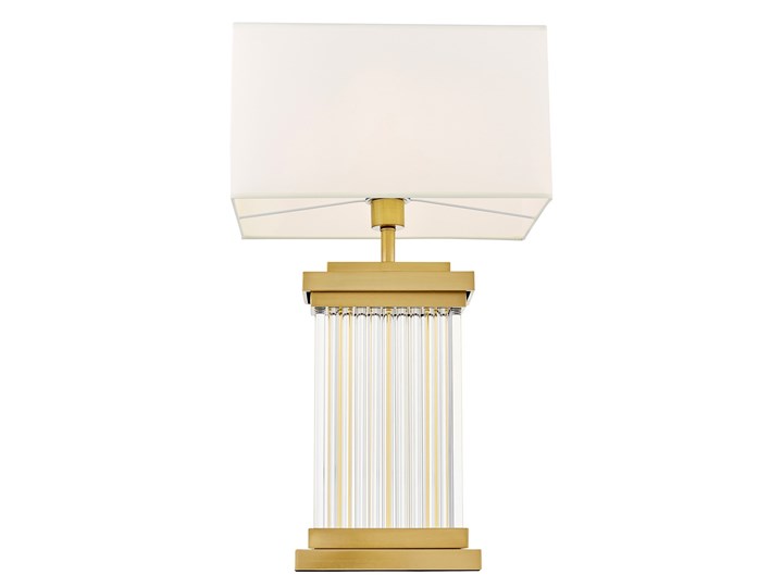 LAMPA NOCNA GLAMOUR BIAŁO-MOSIĘŻNA DAVOS Kolor Złoty Wysokość 67 cm Tkanina Metal Szkło Mosiądz Lampa z abażurem Lampa z kloszem Kategoria Lampy stołowe