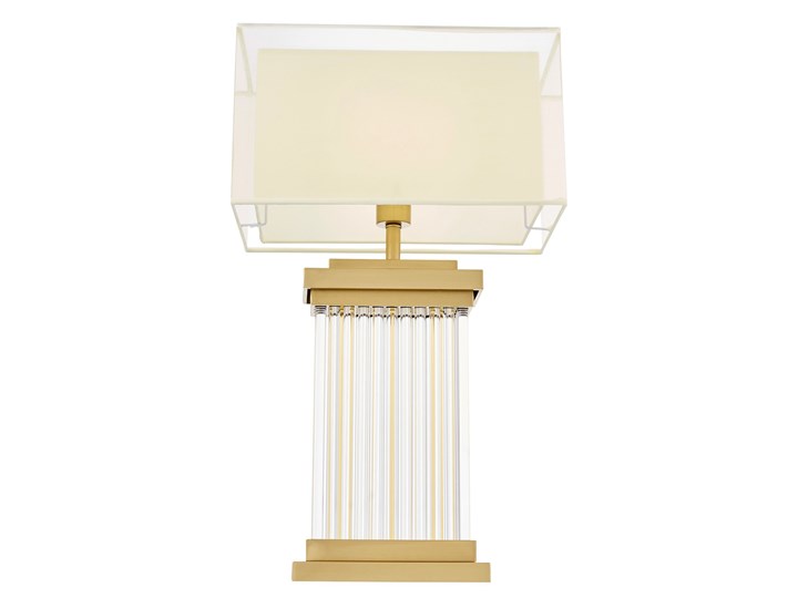 LAMPA NOCNA GLAMOUR KREMOWO-MOSIĘŻNA DAVOS Tkanina Metal Mosiądz Wysokość 67 cm Szkło Lampa z kloszem Lampa z abażurem Kolor Złoty