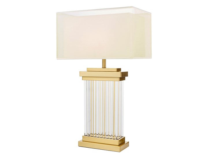 LAMPA NOCNA GLAMOUR KREMOWO-MOSIĘŻNA DAVOS Szkło Lampa z kloszem Mosiądz Tkanina Lampa z abażurem Wysokość 67 cm Metal Kolor Złoty