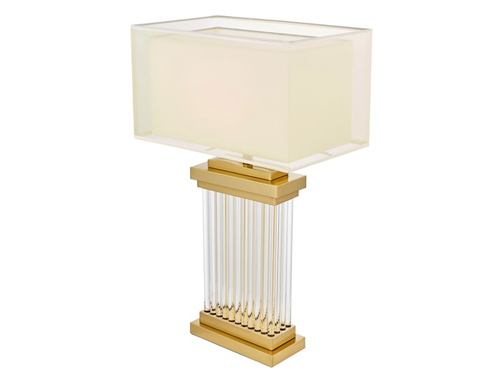 LAMPA NOCNA GLAMOUR KREMOWO-MOSIĘŻNA DAVOS Mosiądz Lampa z abażurem Szkło Kolor Złoty Metal Tkanina Lampa z kloszem Wysokość 67 cm Kategoria Lampy stołowe