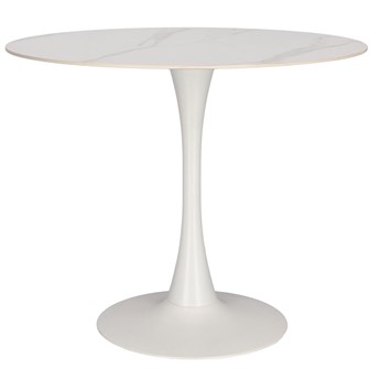 Stół na jednej nodze z marmurowym blatem Skinny Premium Stone White 90