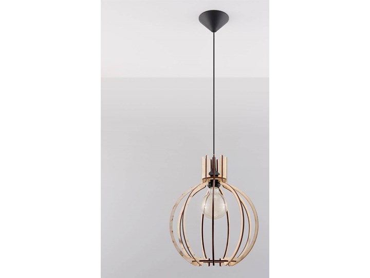 Lampa wisząca ARANCIA naturalne drewno Lampa z kloszem Lampa z abażurem Metal Stal Styl Tradycyjny
