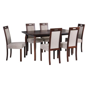 Zestaw stół i 6 krzeseł drewnianych KENT 1 + ROMA 5