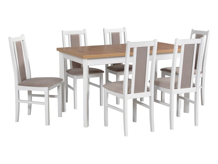 Zestaw stół i 6 krzeseł drewnianych MODENA 1 P + BOS 14 Kolor Beżowy Kolor Biały