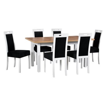 Zestaw stół i 6 krzeseł drewnianych MODENA 2 XL + ROMA 5