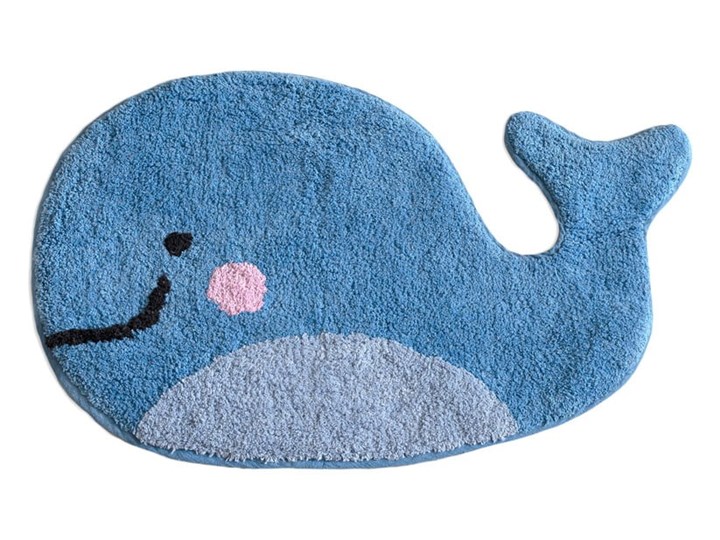 Niebieski bawełniany dywanik łazienkowy Mr. Fox Blue Whale, 69x44 cm Nieregularny 44x69 cm Bawełna Kategoria Dywaniki łazienkowe