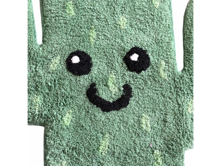 Zielony bawełniany dywanik łazienkowy Mr. Fox Happy Cactus, 55x62 cm Nieregularny Bawełna Kategoria Dywaniki łazienkowe