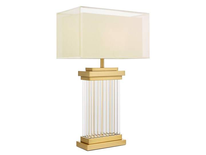 LAMPA NOCNA GLAMOUR KREMOWO-MOSIĘŻNA DAVOS LUMINA DECO Szkło Metal Tkanina Wysokość 67 cm Mosiądz Lampa z kloszem Lampa z abażurem Funkcje Brak dodatkowych funkcji