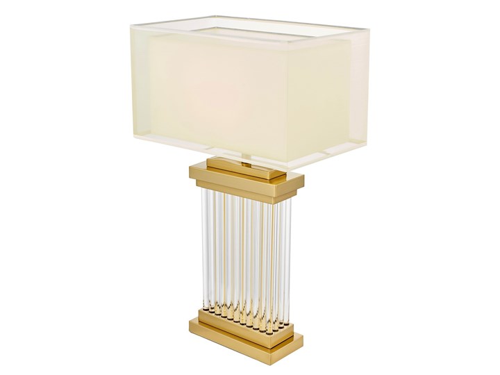 LAMPA NOCNA GLAMOUR KREMOWO-MOSIĘŻNA DAVOS LUMINA DECO Lampa z kloszem Lampa z abażurem Metal Wysokość 67 cm Szkło Tkanina Mosiądz Kategoria Lampy stołowe