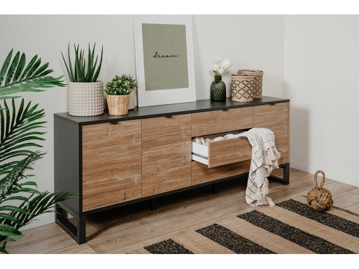 Komoda pokojowa Sumatra 175 z szufladami w pionie Drewno Wysokość 70 cm Szerokość 175 cm Szerokość 150 cm Płyta MDF Głębokość 40 cm Kolor Brązowy