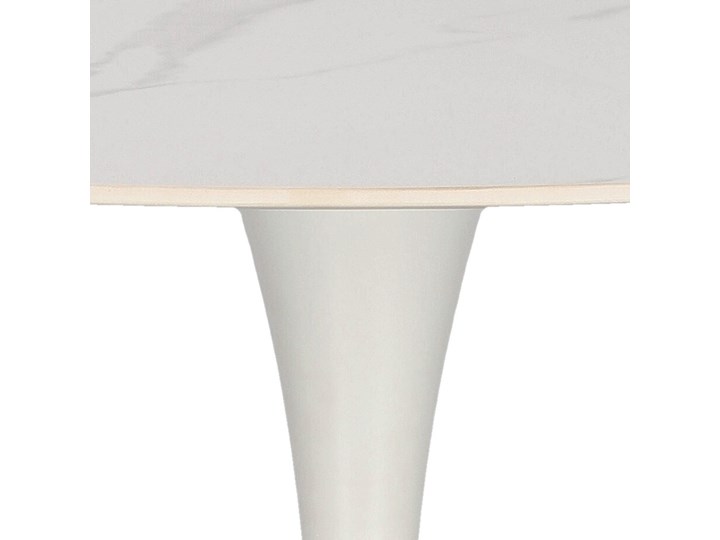 Stół okrągły marmurowy spiek biały na metalowej nodze FI 90 Simplet Skinny Stal Wysokość 74 cm Długość(n) 90 cm