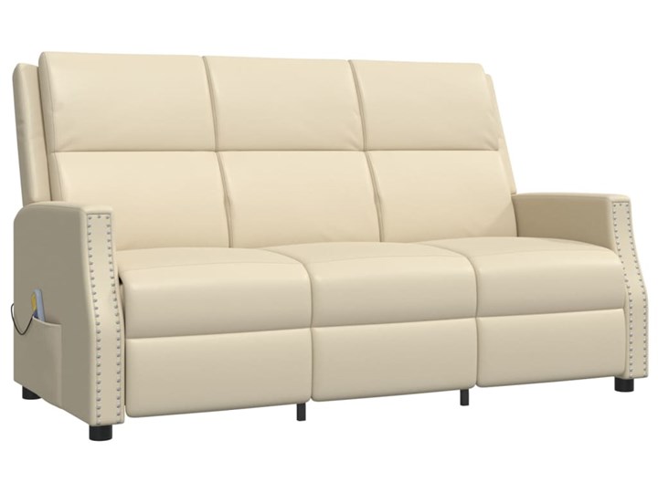 vidaXL 3-osobowy, rozkładany fotel masujący, kremowy, sztuczna skóra Szerokość 170 cm Głębokość 135 cm Głębokość 92 cm Pomieszczenie Salon