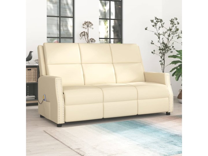 vidaXL 3-osobowy, rozkładany fotel masujący, kremowy, sztuczna skóra Głębokość 135 cm Szerokość 170 cm Głębokość 92 cm Materiał obicia Tkanina