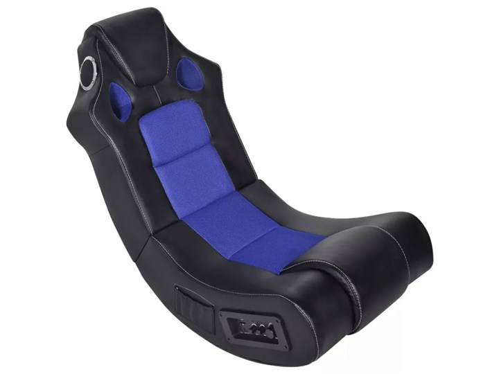 Czarno-niebieski fotel gamingowy z głośnikami - Volume
