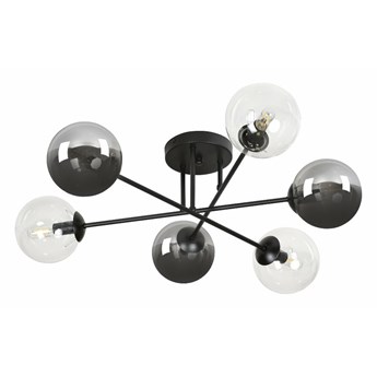 SELSEY Lampa sufitowa Minturno czarno-transparentna x6