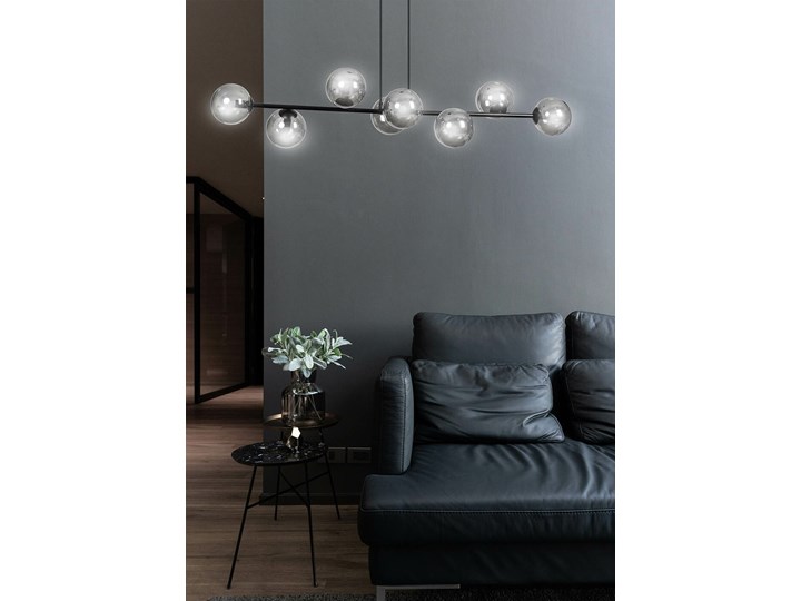 SELSEY Lampa wisząca Sulmona czarna z grafitowymi kloszami x8 Szkło Metal Lampa z kloszem Stal Ilość źródeł światła 8 źródeł