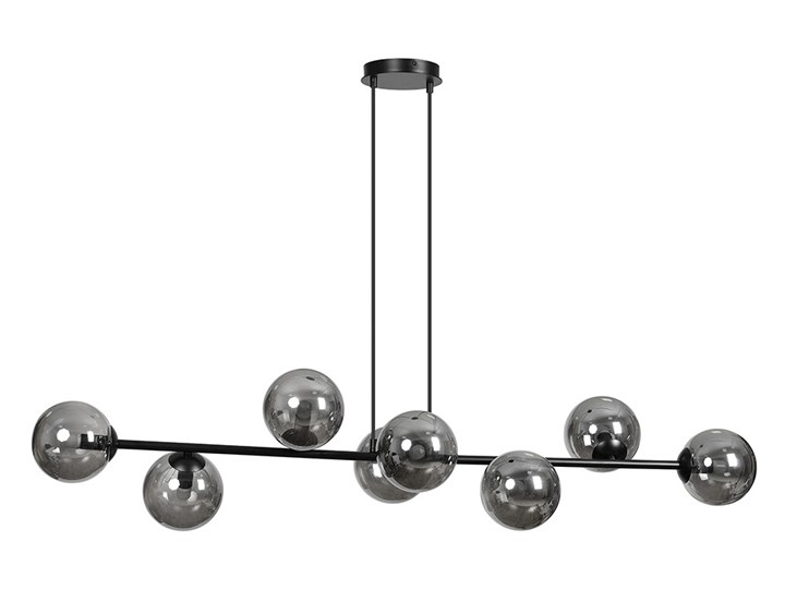 SELSEY Lampa wisząca Sulmona czarna z grafitowymi kloszami x8 Metal Stal Lampa z kloszem Szkło Pomieszczenie Kuchnia