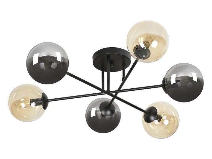 SELSEY Lampa sufitowa Minturno czarno-miodowa x6 Pomieszczenie Salon Szkło Okrągłe Stal Metal Styl Tradycyjny