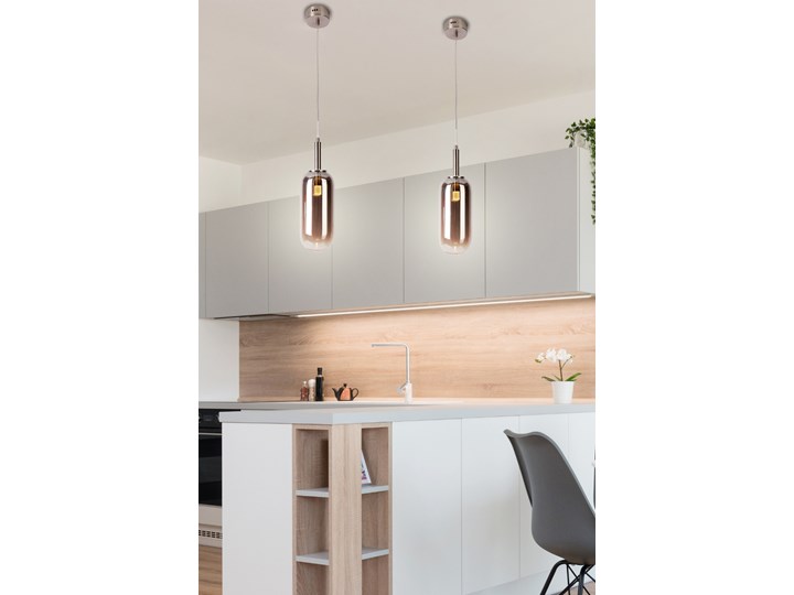 SELSEY Lampa sufitowa wisząca Jupura srebrna Pomieszczenie Salon Lampa z kloszem Szkło Pomieszczenie Kuchnia