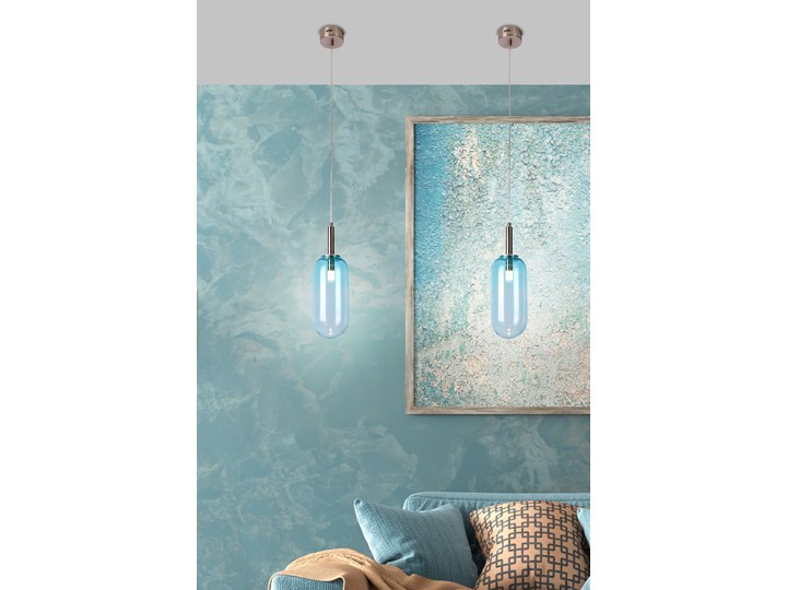 SELSEY Lampa sufitowa wisząca Jupura niebieska Szkło Lampa z kloszem Pomieszczenie Kuchnia Pomieszczenie Salon