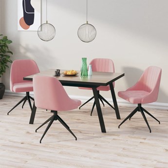vidaXL Krzesła stołowe, 4 szt., różowe, obite aksamitem