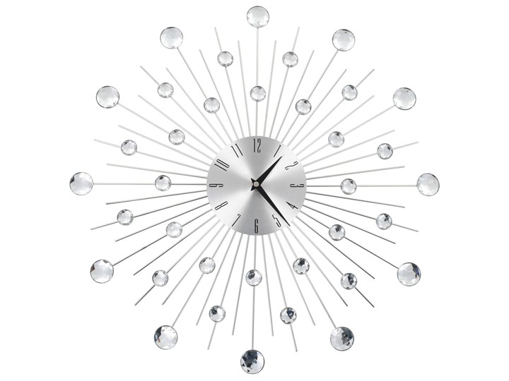vidaXL Zegar ścienny z mechanizmem kwarcowym, nowoczesny design, 50 cm Metal Szkło Okrągły Kolor Srebrny Zasilanie Bateryjne