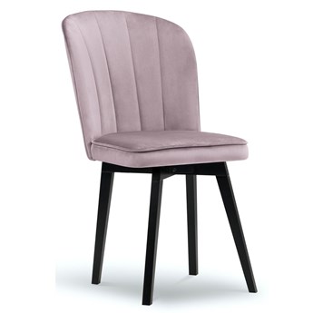 Krzesło aksamitne tapicerowane różowe nogi drewno bukowe czarne 50x65 cm