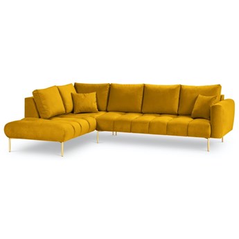 Narożnik glamour z poduszkami żółty lewy