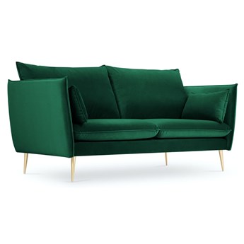 Wygodna welurowa kanapa w kolorze zielonym