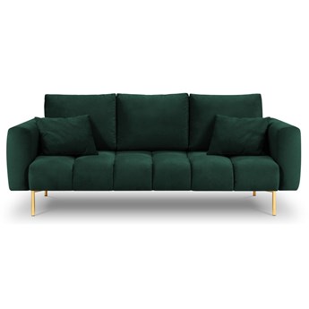 Wygodna kanapa w kolorze ciemnozielonym z poduszkami
