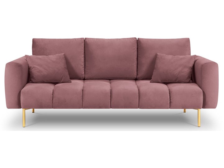 Sofa 3-os. Malvin 220 cm różowa nogi złote Stała konstrukcja Boki Z bokami Kolor Różowy