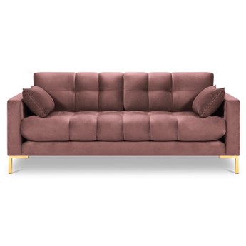 Ekskluzywna kanapa w kolorze ciemnoróżowymna czterech nogach