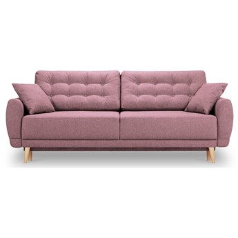 Sofa 3 osobowa rozkładana różowa nogi drewniane 236x93 cm