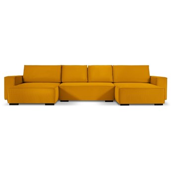 Sofa panoramiczna 6 osobowa żółta 398x166 cm