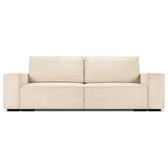 Sofa sztruksowa rozkładana 3 osobowa beżowa 254x104 cm