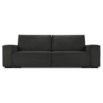 Sofa sztruksowa rozkładana 3 osobowa czarna 254x104 cm