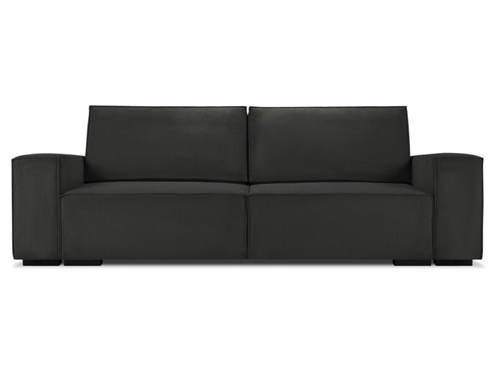 Sofa sztruksowa rozkładana 3 osobowa czarna 254x104 cm