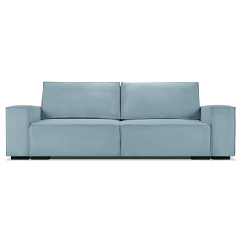 Sofa sztruksowa rozkładana 3 osobowa niebieska 254x104 cm