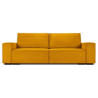 Sofa sztruksowa rozkładana 3 osobowa żółta 254x104 cm