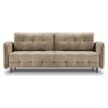 Sofa rozkładana 3 osobowa beżowa nogi czarne 219x99 cm