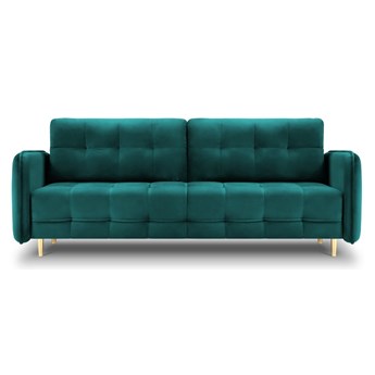 Sofa rozkładana 3 osobowa niebieska nogi czarne 219x99 cm