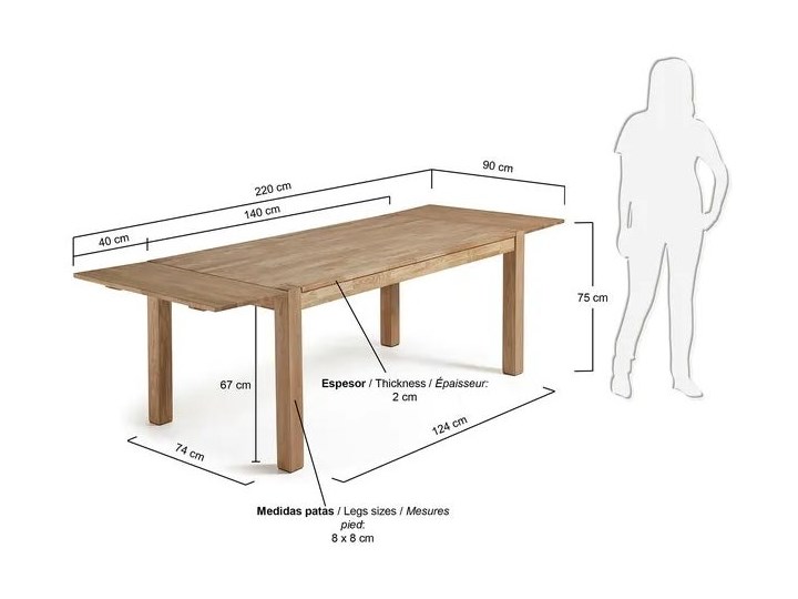 Stół rozkładany Isbel  drewniany 140 (220) x 90 cm Drewno Styl Tradycyjny Długość(n) 140 cm
