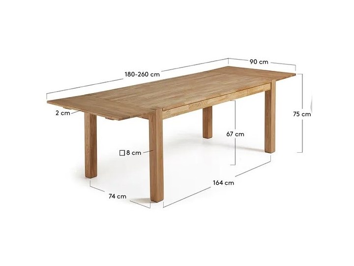 Stół rozkładany Isbel drewniany 180 (260) x 90 cm Drewno Wysokość 75 cm Styl Tradycyjny Rozkładanie Rozkładane