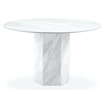 Stół okrągły biały z marmurowym wzorem Ø120x74 cm