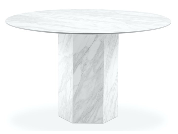 Stół okrągły biały z marmurowym wzorem Ø120x74 cm