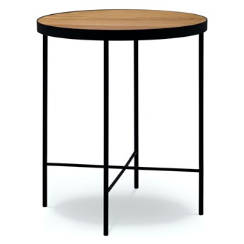 Stolik pomocniczy drewniany nogi czarne Ø43x50 cm