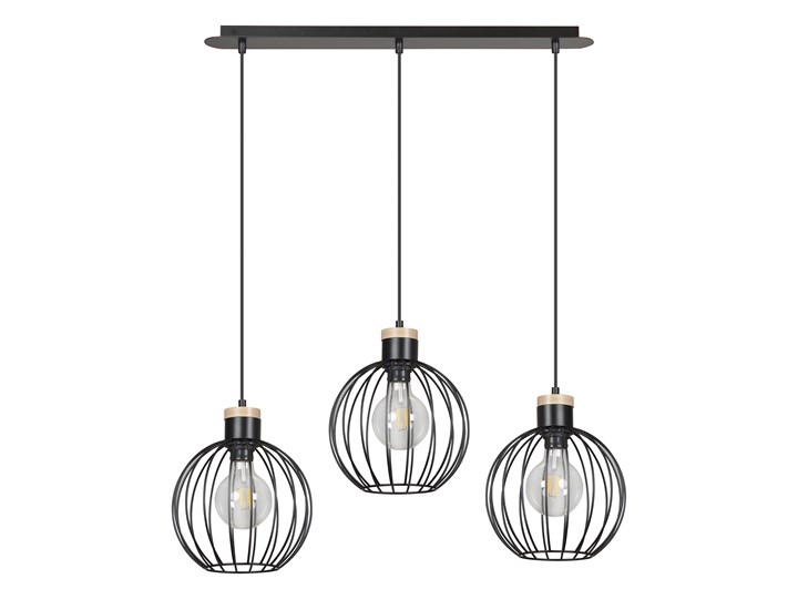 BARBADO 3 BLACK 754/3 lampa wisząca loft skandynawska drewno Metal Lampa druciana Kolor Czarny