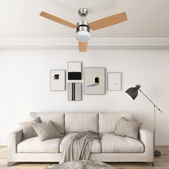 vidaXL Wentylator sufitowy z lampą i pilotem, 108 cm, jasnobrązowy